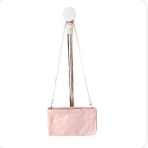 Vintage Blush Pink Draped Faux Leather Crossbody Bag (1582-4)